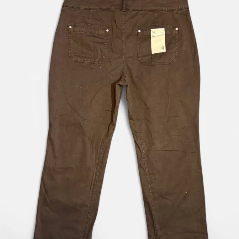 Pilcro High-Rise Straight-Leg Trousers in Deep Brown